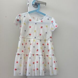 Stella McCartney Kids Dress - White with Colorful Floral Embroidery